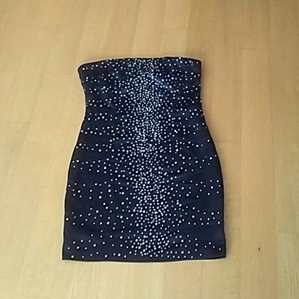 STRAPLESS DRESS M RHINESTONES